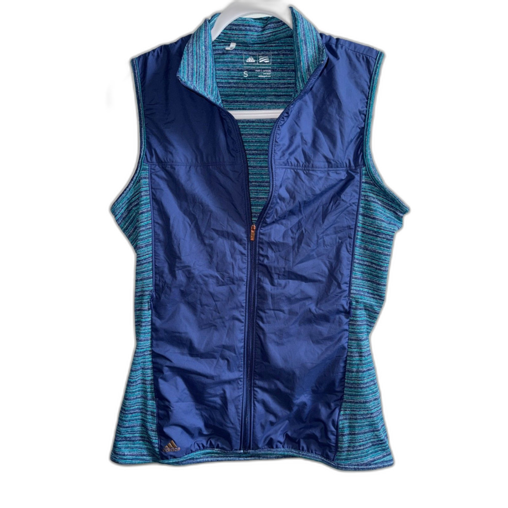 Adidas Golf Women's Small Full Zip Performance Vest Blue Teal Space Dye S